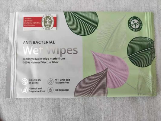 Biodegradowalne antybakteryjne chusteczki nawilżane 100% naturalne włókno wiskozowe